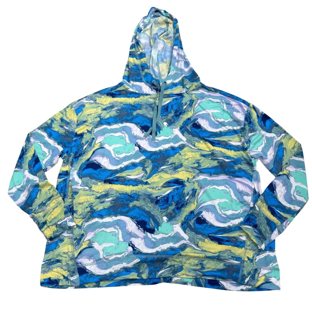 Jones New York Sport Marble Print Active Hoodie Women Large Casual Outdoors